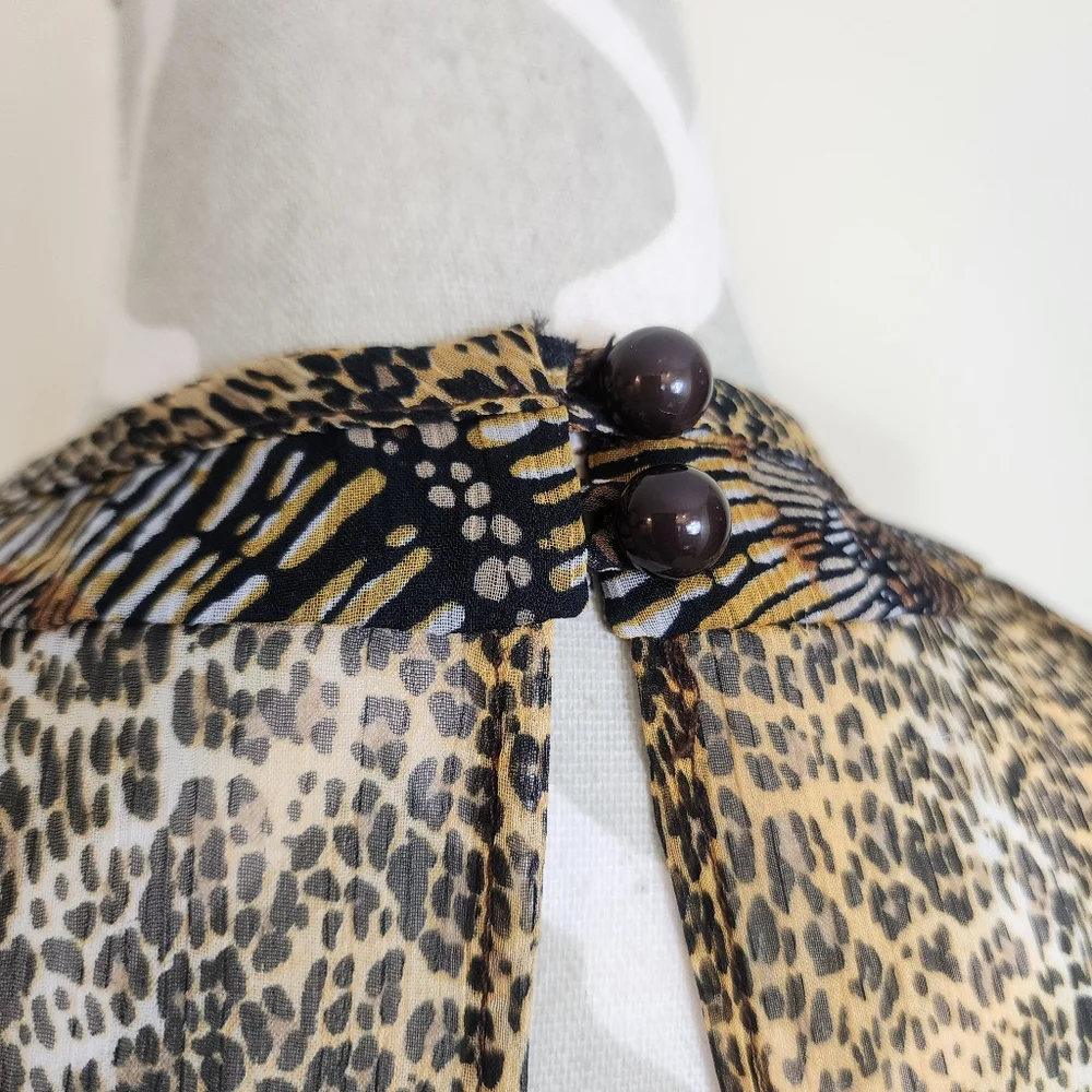 Vintage Joseph Ribkoff Layered Dress Size 10 Tribal Cheetah Print Brown - Picture 12 of 15
